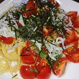 食欲ススム☆トマトと大葉のしらすの冷製パスタ